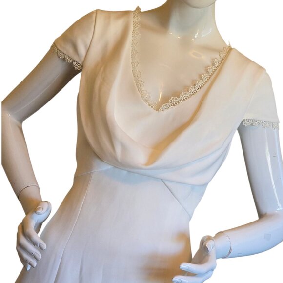 JS COLLECTION Royalty Inspired Cowlneck Wedding Gown sz 8 - Picture 6 of 14